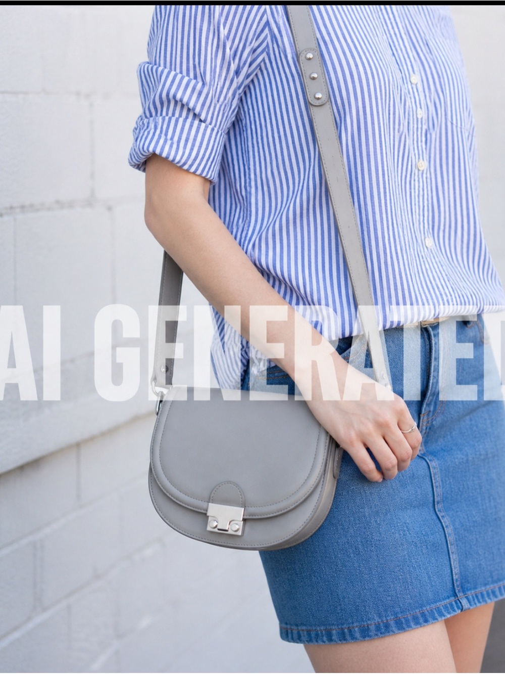 Luxury Loeffler Randall Crossbody Saddle Bag Grey